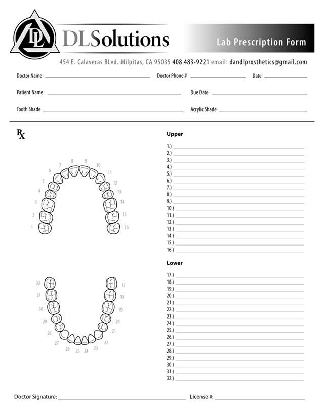 Dental Lab Prescription Form