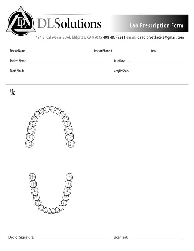 Dental Lab Prescription Form